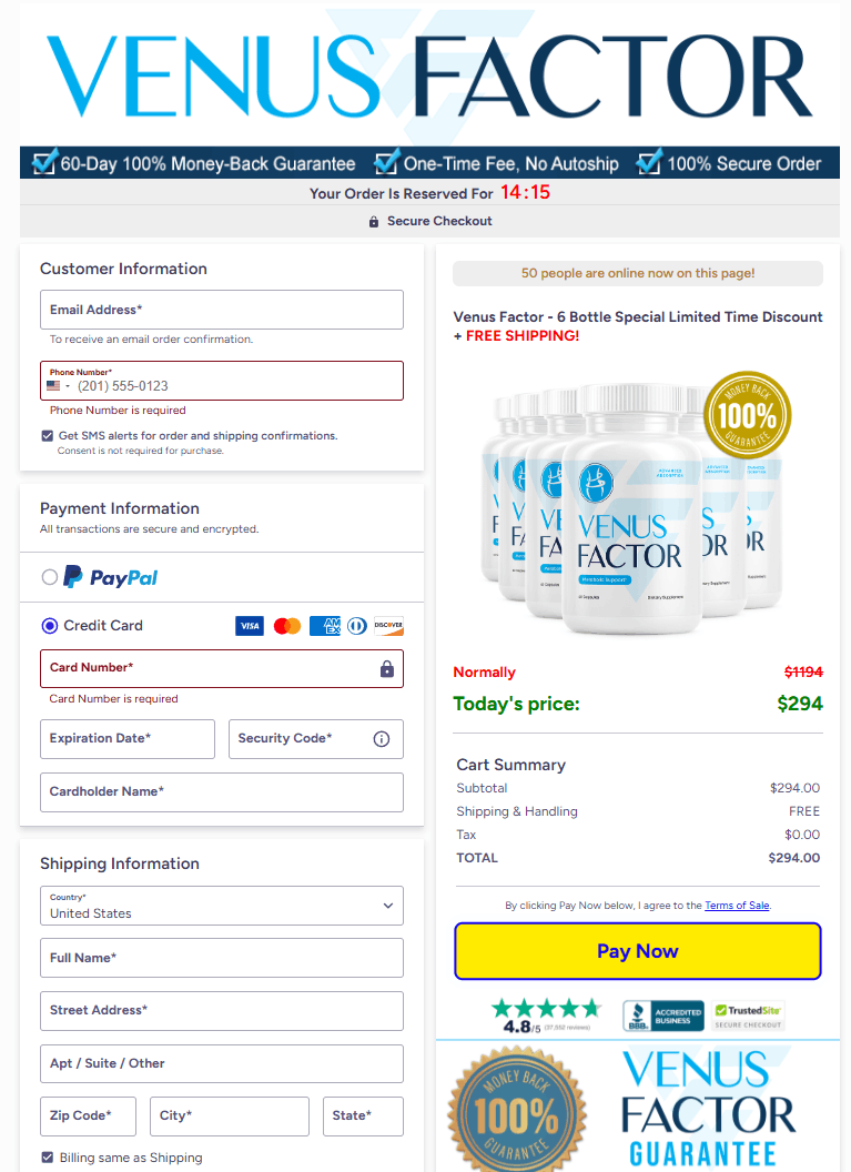 Venus Factor order page